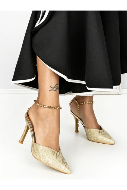 Pantofi stiletto aurii Egaesya