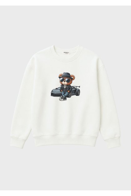 Çocuk Sweatshirt Baskılı 2 İplik Bisiklet Yaka Uzun Kollu Çocuk Sweatshirt