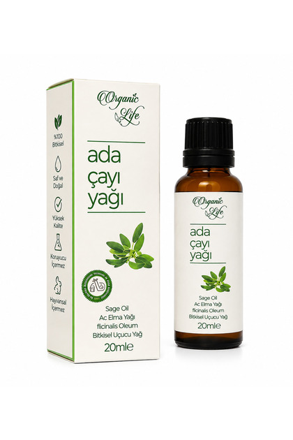 Organic Life Adaçayı Yağı 20 ML – Bitkisel Uçucu Yağ – Aromaterapi ve Kişisel Bakım