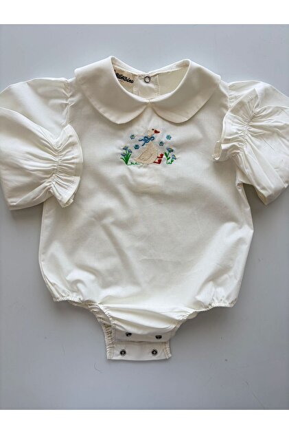 Handmade 100% Natural Cotton Fabric Duck Embroidery Work Baby Girl Shirt