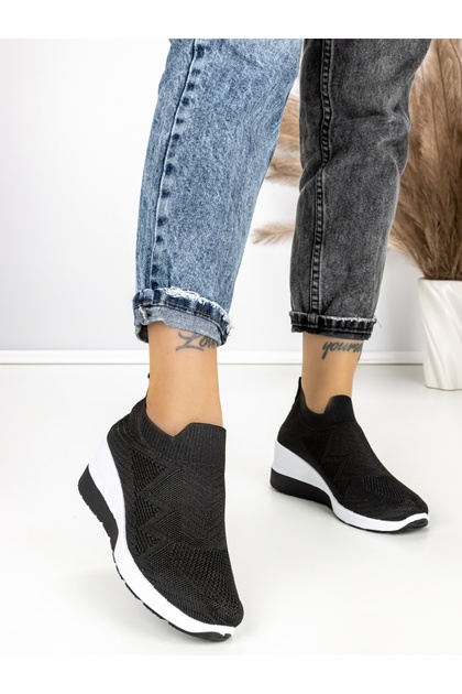 Pantofi sport dama cu platforma negri din material textil Renesia
