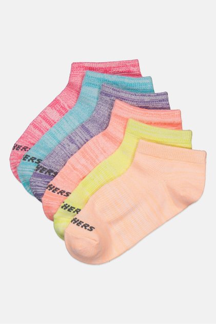 Kids Girl 6 Pairs Heather Low Cut Socks, Multicolor