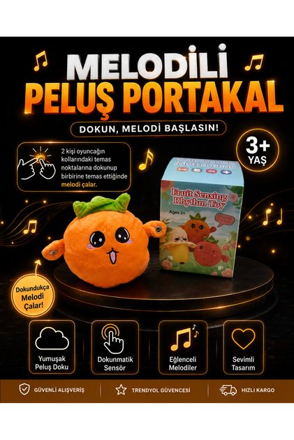 Melodili Plush Orange Interactive Toy with Touch Sensor for Ages 3+