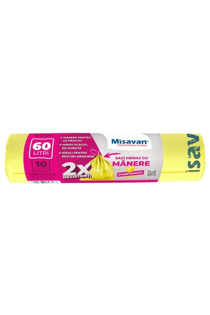 Saci menajeri colectare selectiva 60l, parfumati, 10 buc, galbeni