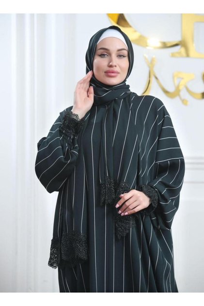 شرشف صلاة غنى حجاب فرسان مخطط - زيتي