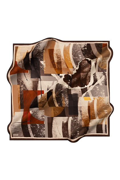 Brown 90X90 Silk Crepe Satin Scarf