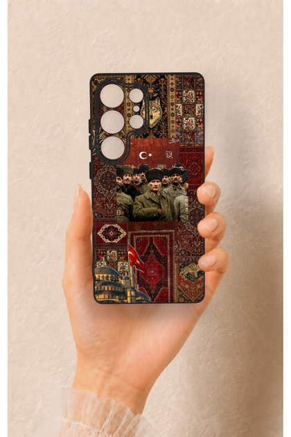 Samsung S25 Ultra Compatible Bozkurt and Ataturk Patterned Silicone Case