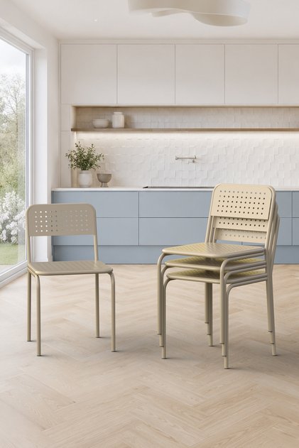 Eftalia 4'lü Metal Bahçe Balkon Mutfak Sandalyesi Cappuccino