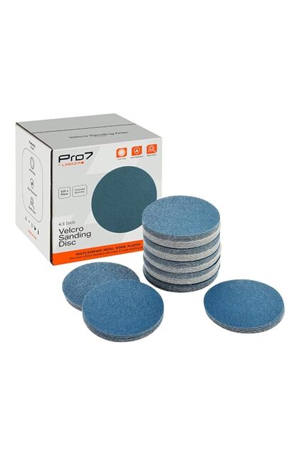 Pro7 100 Pieces 4.5inch Velcro Sanding Disc Calcined Alumina 80 Grit - No-Hole Hook & Loop R