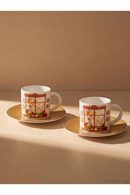 Lcw Home Mixed Printed 2-Person Porcelain Coffee Cup Set