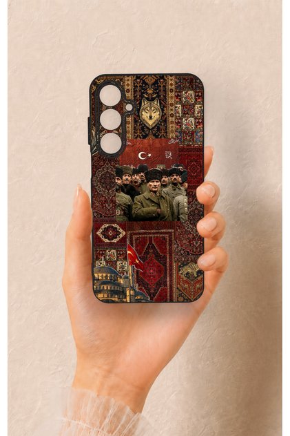 Samsung A55 Compatible Bozkurt and Atatürk Patterned Silicone Case