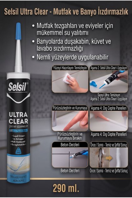 Ultra Clear Kristal Şeffaf Montaj Yapıştırıcı 290ml Şeffaf