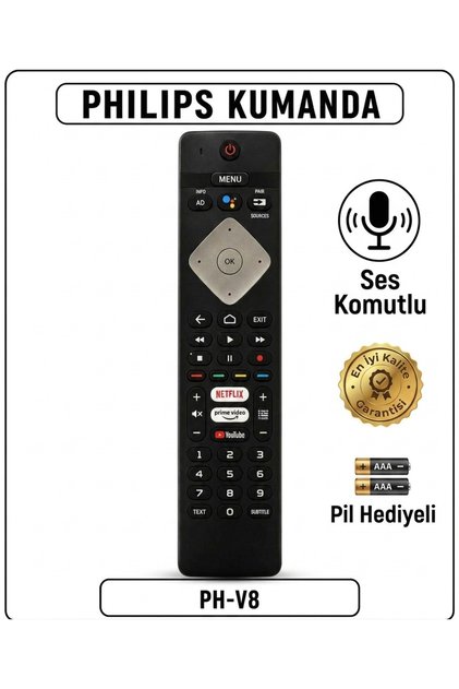 PH-V8 SES KOMUTLU KUMANDA **PİL HEDİYELİ**