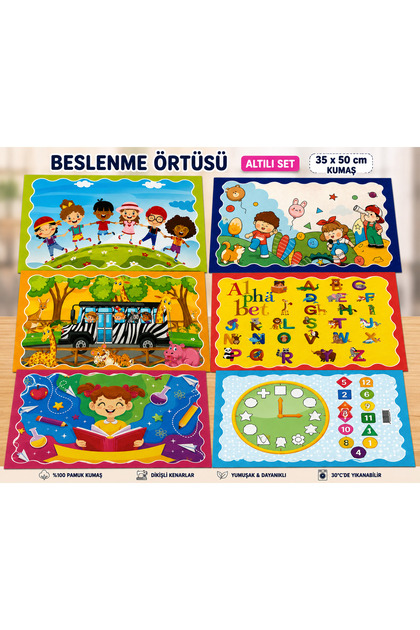 Primary School Kindergarten Fabric Set of 6 Lunch Covers for Girls