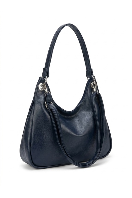 Women's Shoulder Bag Sofia with 2 Straps, Metal Ring and Clip Detail