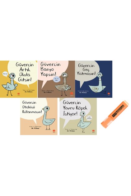 Güvercin Artık Okula Gitsin!</DNTCTMS>! + Pigeons Take a Bath!! + Güvercin Geç Yatmasın!</DNTCTMS>! + Don'T Use the Pigeon Bus!! + Güvercin Yavru Köpek İstiyor!</DNTCTMS>! 5 Kitap Set Kalem Hd