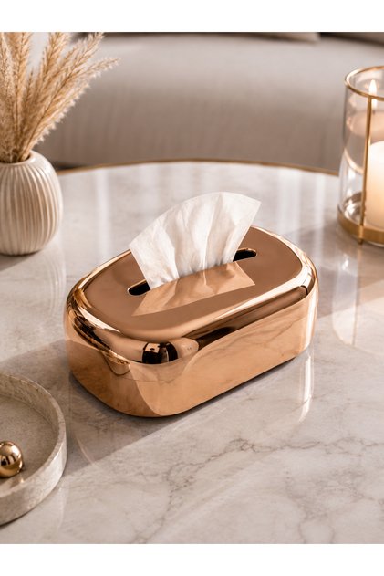 Gold Napkin Holder Stylish and Modern Design Decorative Tabletop Napkin Box with a Shiny Appearance
