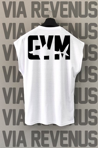 Shark Gym Back Printed Wide Fit Fitness & Gym Sleeveless T-Shirt