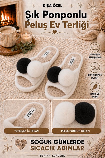 Women's Open-Front Pompom Maternity Postpartum Non-Slip Light-Sole Home Slippers Dowry Bundle