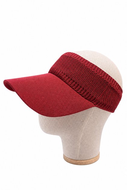 Red Knitted Detailed Visor Hat Summer Sports Sun Hat