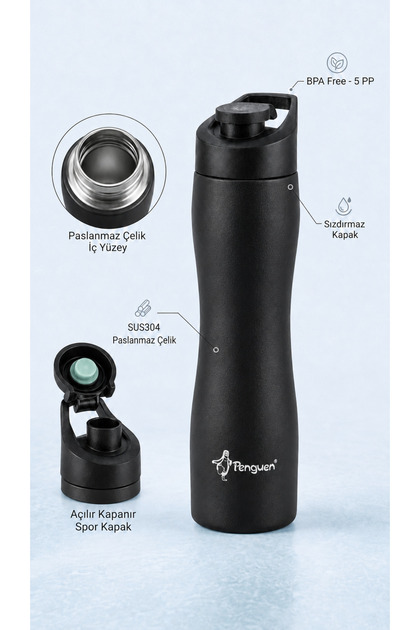 750 ml Sporcu Su Matarası Çelik Suluk SUS304 Paslanmaz Çelik Sızdırmaz Spor Kapaklı BPA Free