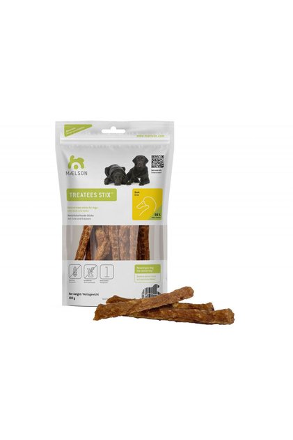 Batoane naturale de ros pentru câini din carne de rata, Treatees Stix 100 Duck, 13 x 2 x 22.5 cm, 100 g