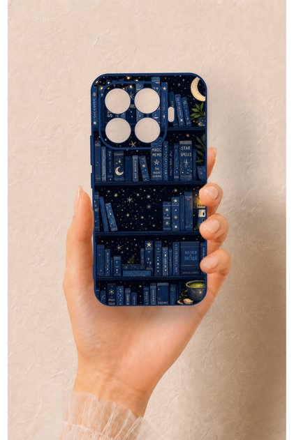 Mi 17t Pro 5g Compatible Night Themed Bookshelf Patterned Silicone Case