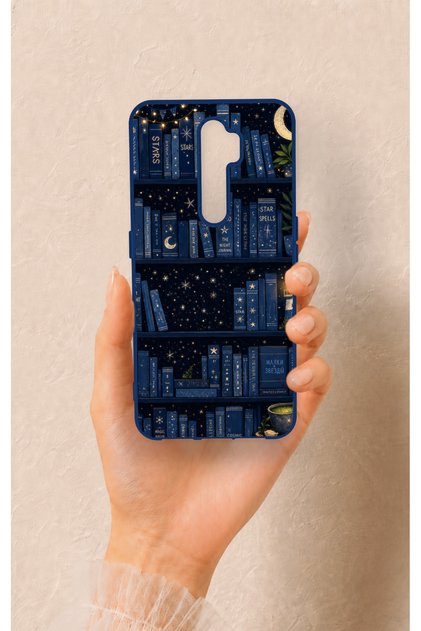 Oppo A5 2020 Compatible Night Themed Bookshelf Patterned Silicone Case