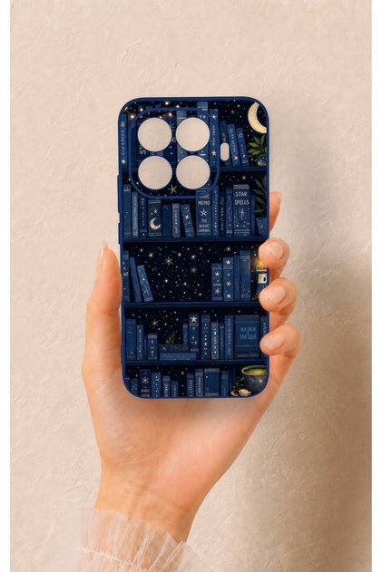 Mi 15t Pro Compatible Night-Themed Bookshelf Patterned Silicone Case