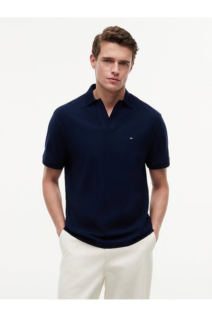 Men's V Neck Crepe Classic Polo T-shirt