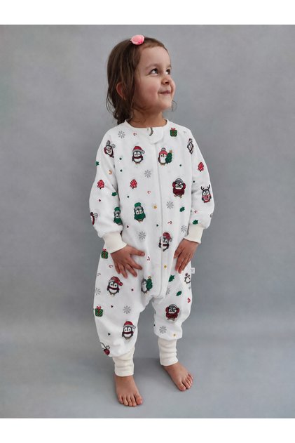 Winter Baby Sleeping Bag 70 cm Long Sleeve 100% Cotton Double Layer Flannel 20-24 ° C Penguin Patterned