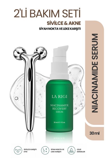 Niacinamide Recovery Serum and Massage Tool 2-Piece Skin Care Set