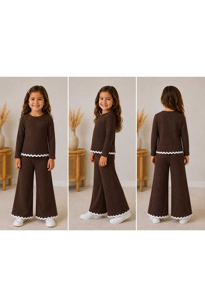 Girl's Long Sleeve Blouse and Wide Leg Pants 2-Piece Set 3-8 Years Old