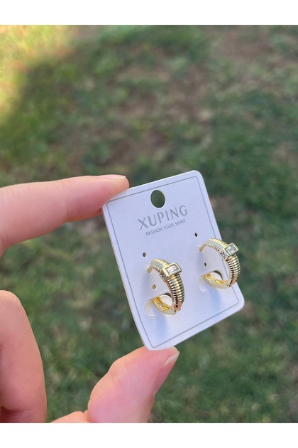 Xuping kararmaz gold çelik küpe