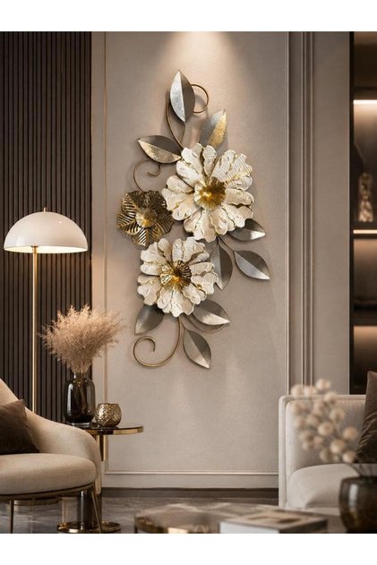 Metal Duvar Panosu 90x49cm Papatya– Beyaz