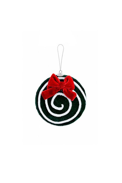 Christmas Ornament Candy Red Velvet Ribbon White Carousel Green 13 cm