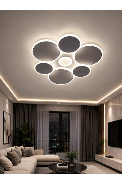Modern LED Plafoniyer Avize - 7 Daireli Şık Tasarım Salon ve Yatak Odası Tavana Sıfır Aydınlatma