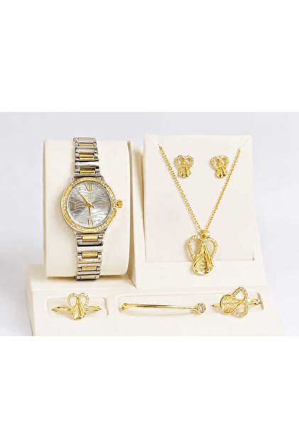 Luxury Women's Watch with Light Gold Accessory Set ✨