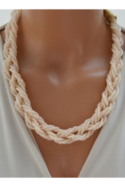 Beaded Pearl Necklace - Multi Color -