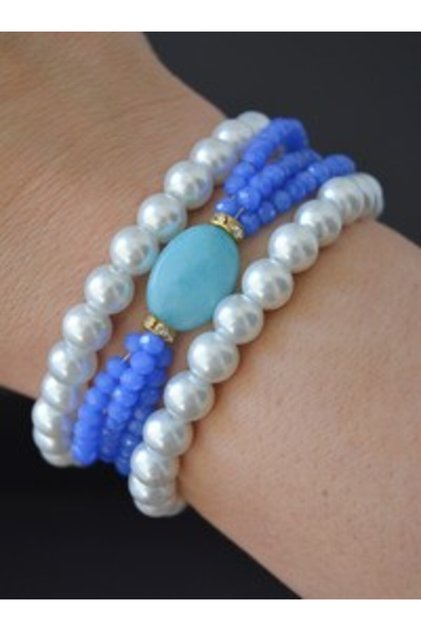 Glass pearl bracelet set - multicolored -