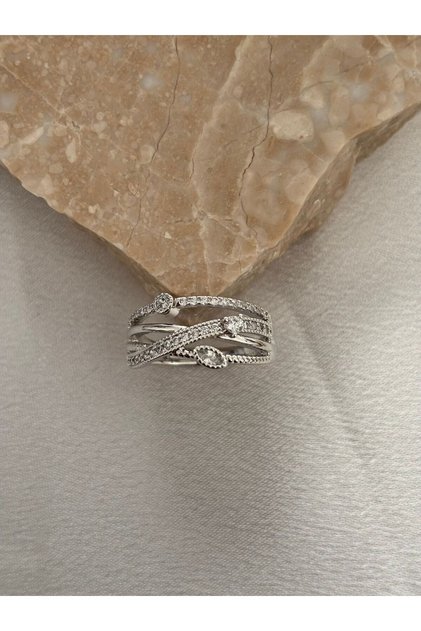 14K Zirkon Detaylı Tasarım Kuyumcu Model Xupıng Çelik Yüzük