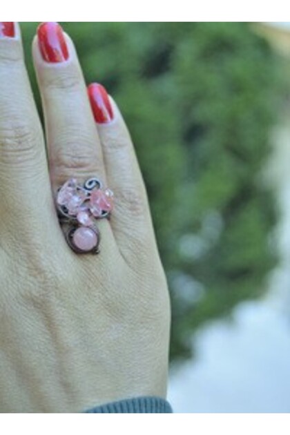 Kuvart Handmade Ring - Pink -