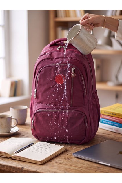 Unisex Waterproof Multi-Compartment Crinkle Fabric School Bag Laptop Bag