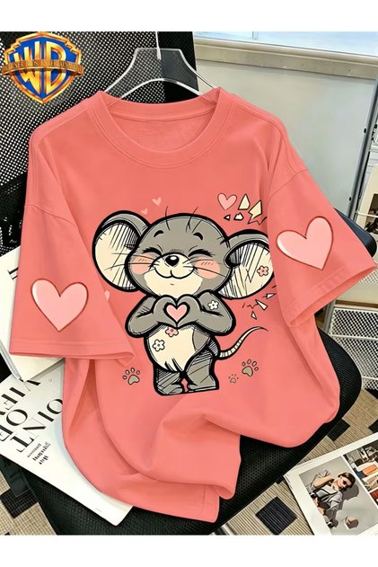 Imprimat - Tricou. Mâneci scurte Vară și primăvară Casual.BAY - Top, Îmbrăcăminte
