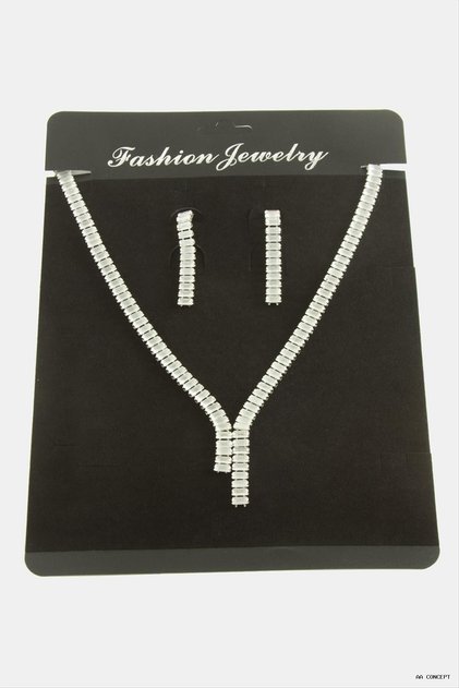 Concepta Tur Baget Zircon Stone Luxury Set Necklace 7 mm (10548) Silver Color