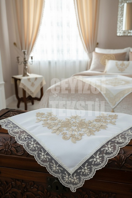 French Guipure Lace Embroidered, Luxury Satin Bridal Trousseau, Engagement Trousseau