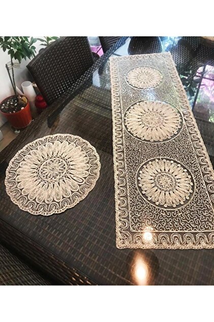 French Lace Runner and Plate Set (1 Runner, 6 Plate)