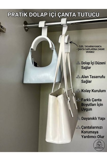 Pratik Dolap İçi Çanta Tutucu Askı – Çanta Düzenleyici ve Koruyucu 1 adet