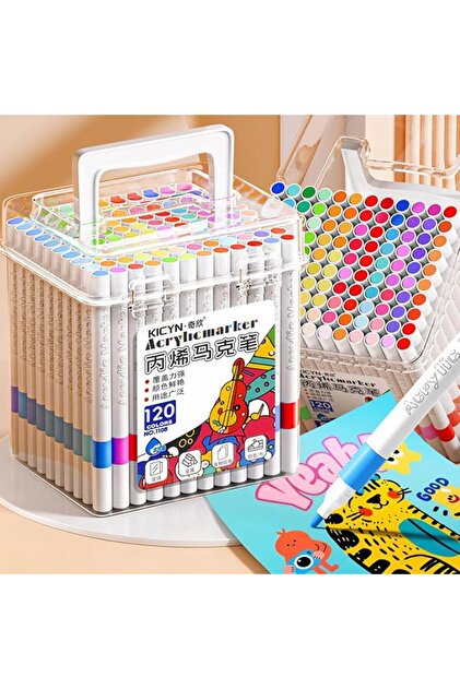 120 Color Acrylic Paint Markers Brush Tip Acrylic Markers Quick-Dry