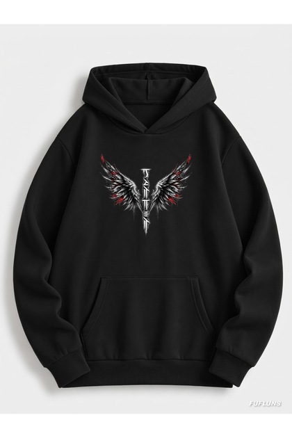 Fallen Angel Printed Oversized Unisex Hooded Sweatshirt